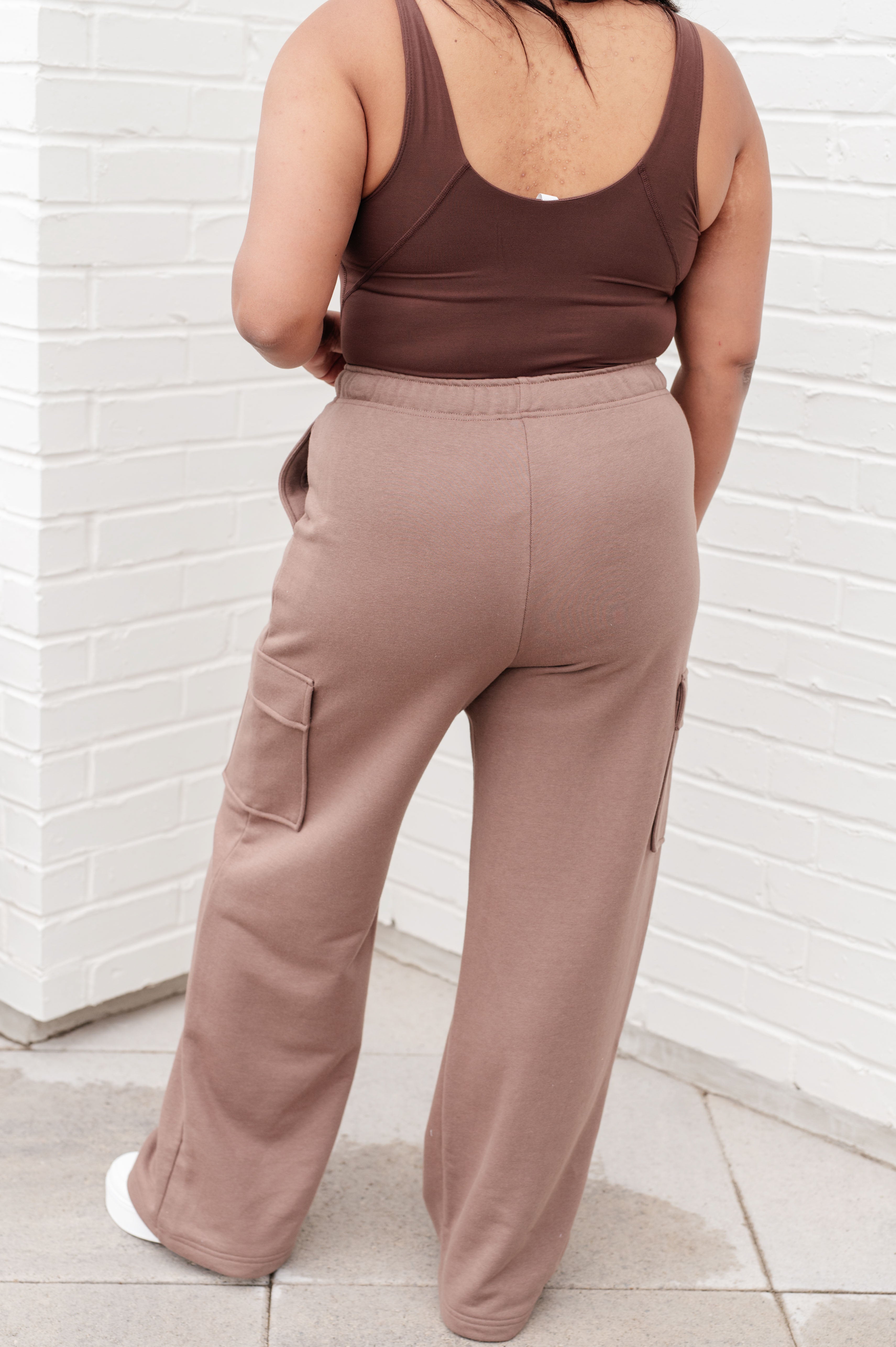 Run, Don't Walk Cargo Sweatpants in Smokey Brown - Charming Charlie
