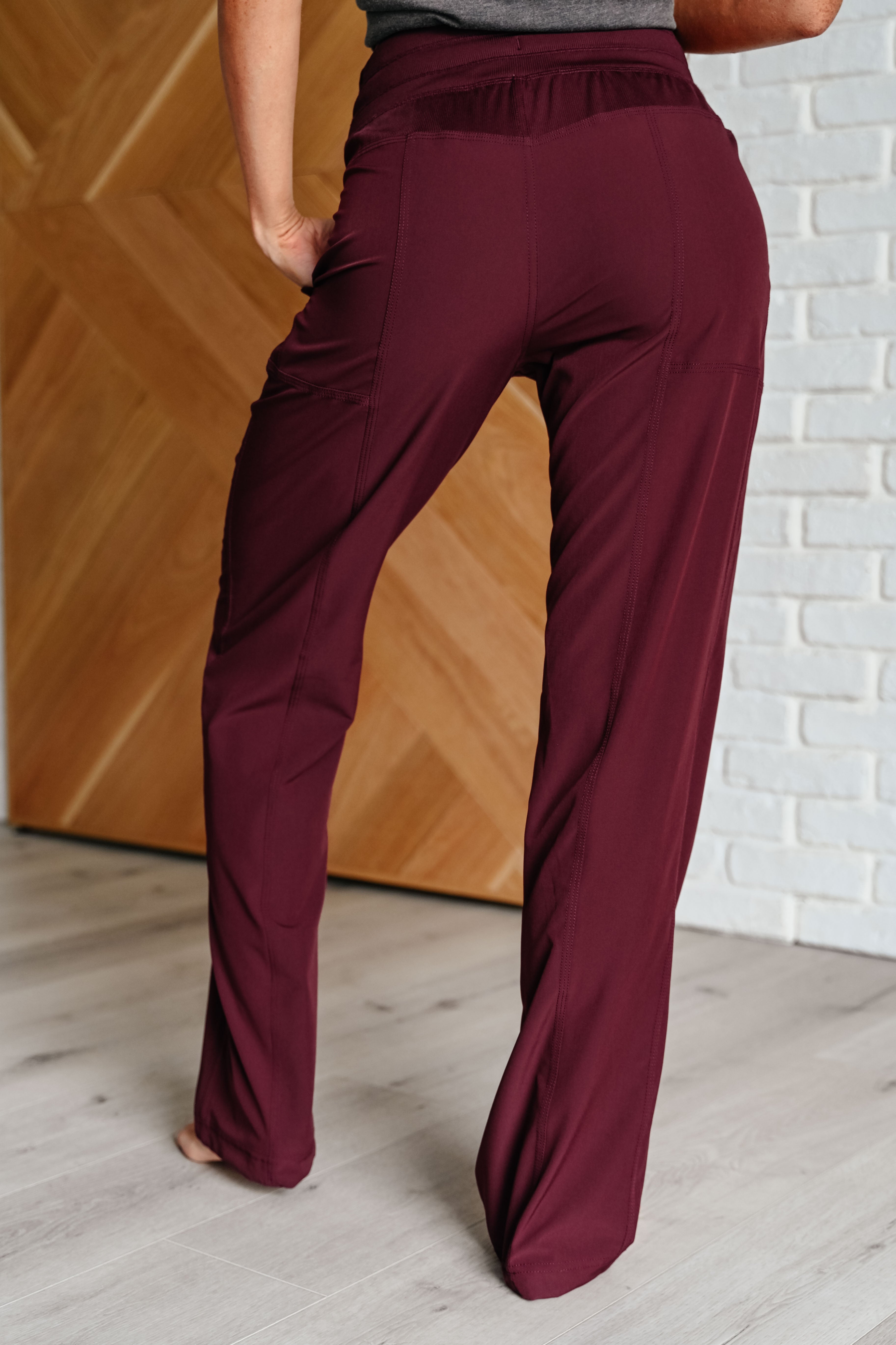 Runner's High Drawstring Joggers in Red Merlot - Charming Charlie