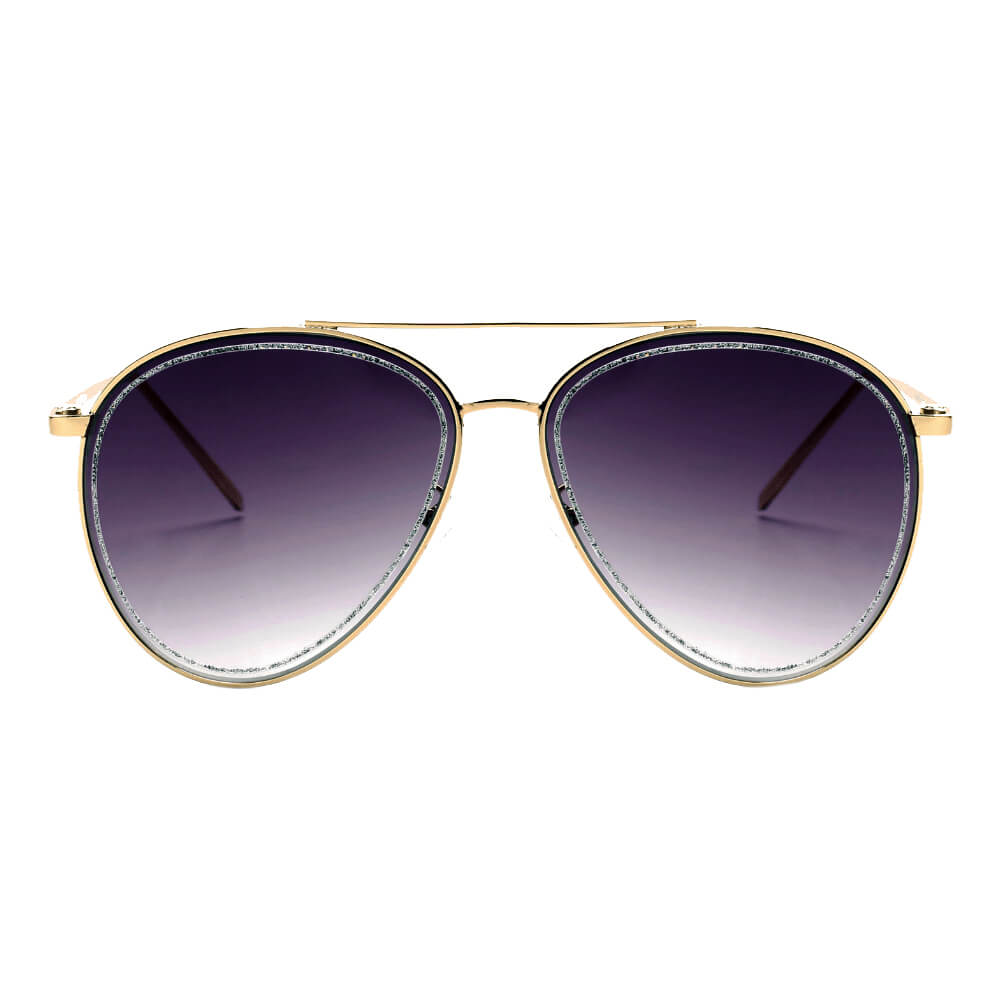 NAMPA | S3017 - Women Glitter Rimmed Fashion Aviator Sunglasses - Cramilo Eyewear - Stylish Trendy Affordable Sunglasses Clear Glasses Eye Wear Fashion
