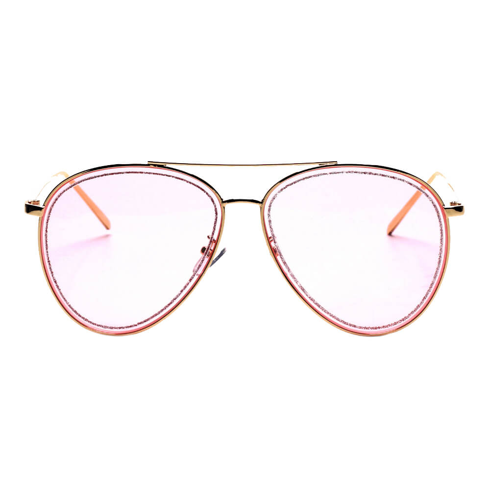 NAMPA | S3017 - Women Glitter Rimmed Fashion Aviator Sunglasses - Cramilo Eyewear - Stylish Trendy Affordable Sunglasses Clear Glasses Eye Wear Fashion