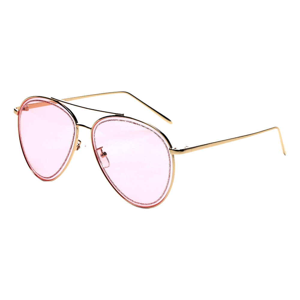 NAMPA | S3017 - Women Glitter Rimmed Fashion Aviator Sunglasses - Cramilo Eyewear - Stylish Trendy Affordable Sunglasses Clear Glasses Eye Wear Fashion