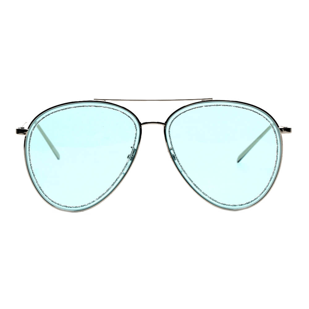 NAMPA | S3017 - Women Glitter Rimmed Fashion Aviator Sunglasses - Cramilo Eyewear - Stylish Trendy Affordable Sunglasses Clear Glasses Eye Wear Fashion