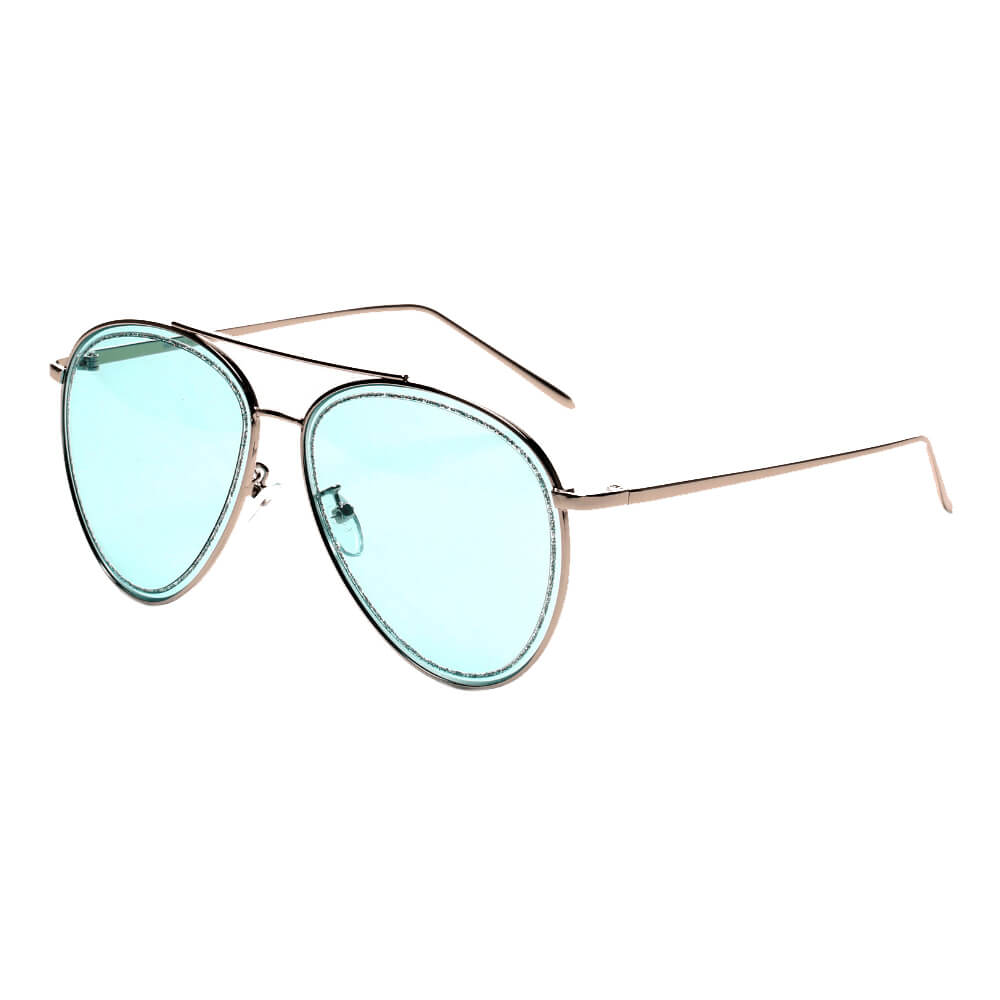 NAMPA | S3017 - Women Glitter Rimmed Fashion Aviator Sunglasses - Cramilo Eyewear - Stylish Trendy Affordable Sunglasses Clear Glasses Eye Wear Fashion
