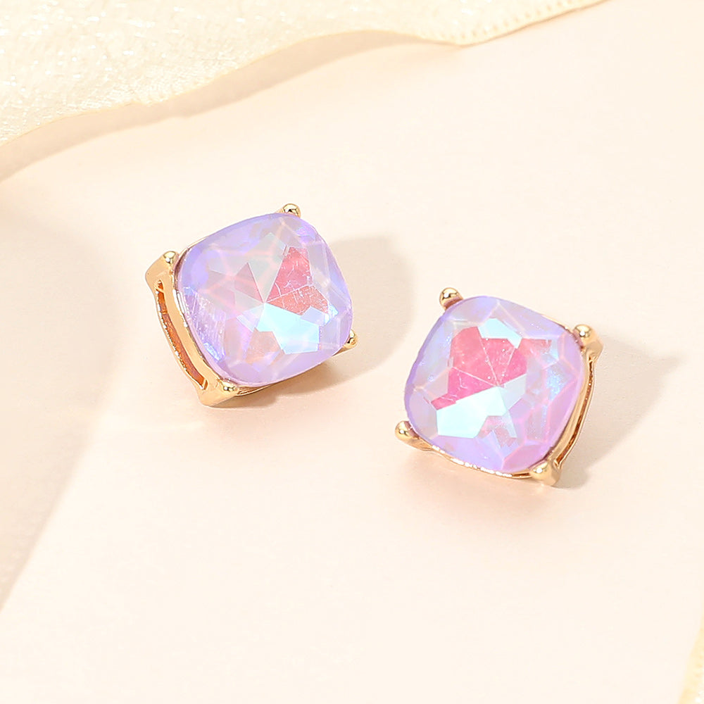 Madeline Love Lavender Square Cushion Stud Earrings