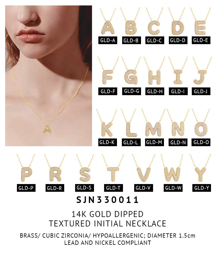 14K Gold Dipped Textured initial Necklace - Charming Charlie