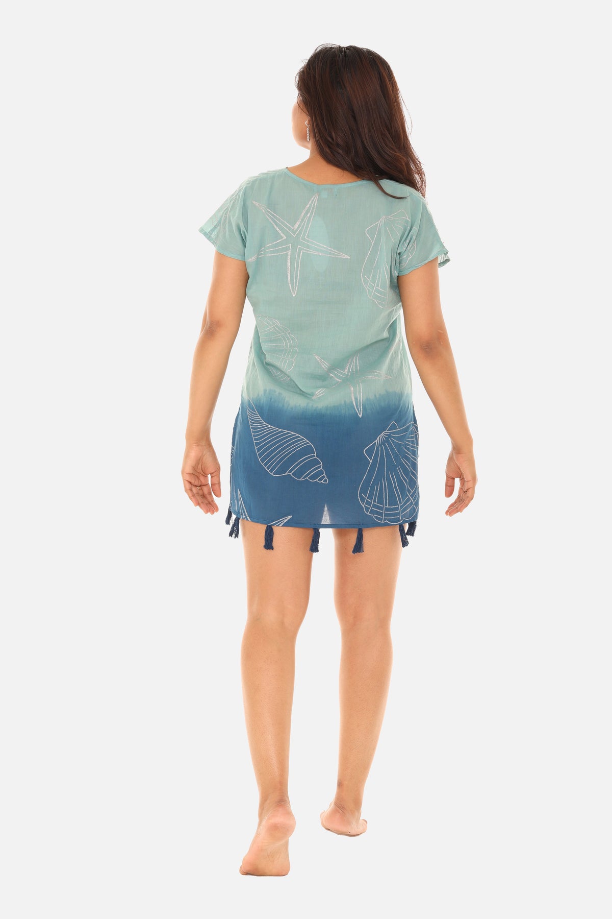 Gold starfish V-Neck Tunic With Tassels - Charming Charlie