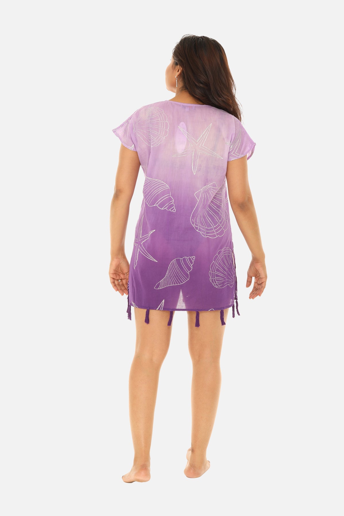 Gold starfish V-Neck Tunic With Tassels - Charming Charlie