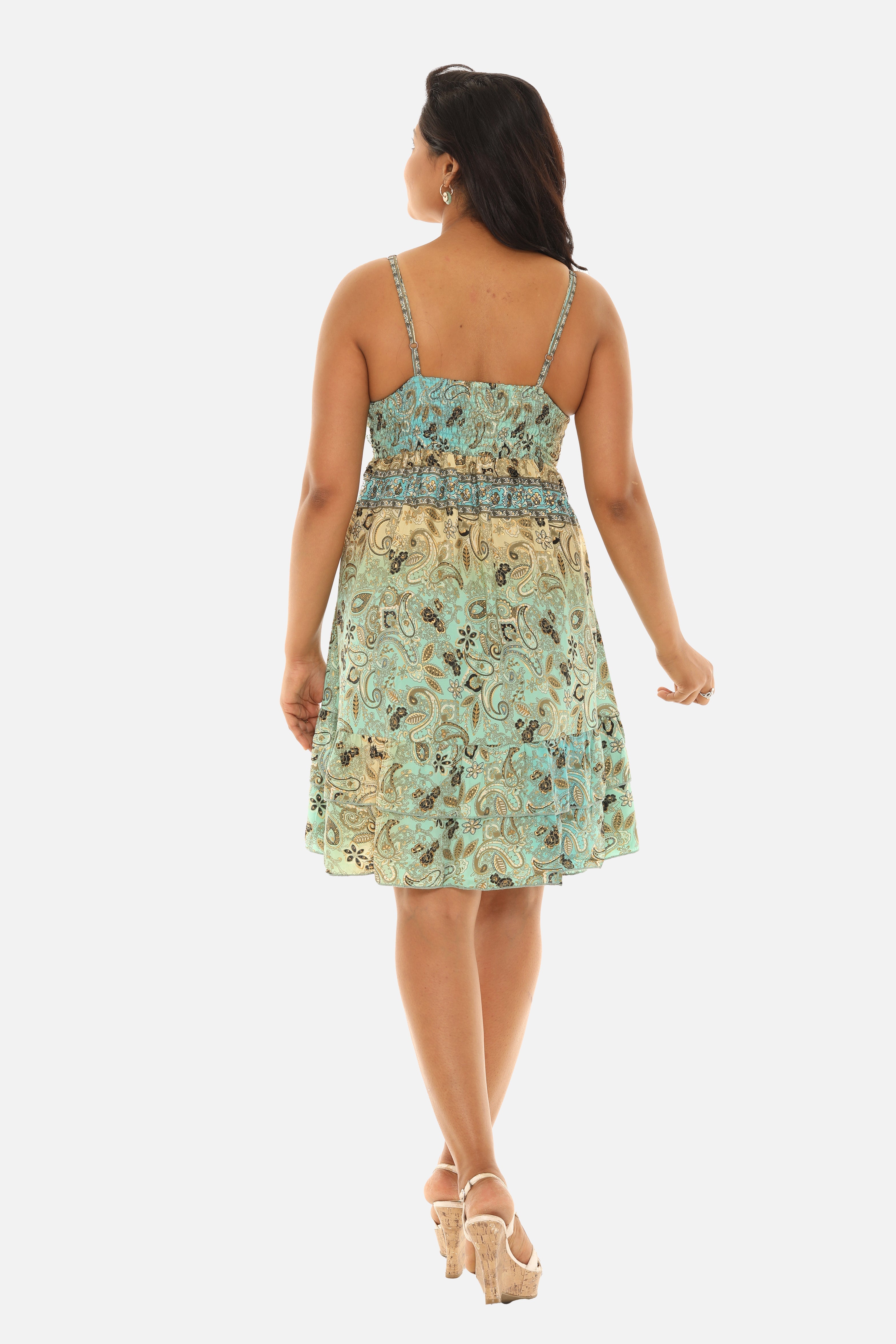 Bohemian Print V-neck Spagetti Strap Dress - Charming Charlie