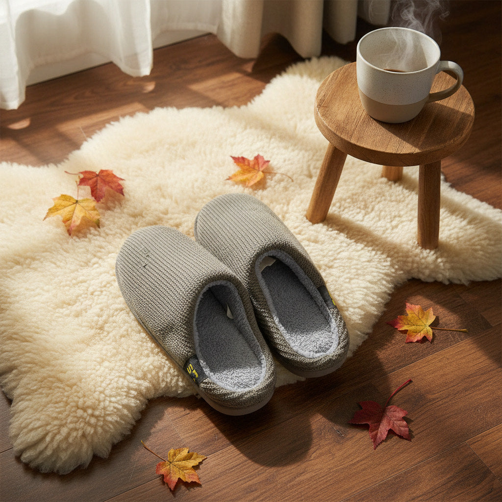 Grey Knit Fuzzy Slippers - Charming Charlie