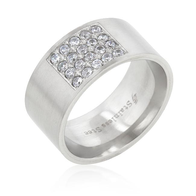 Stainless Steel Pave Cubic Zirconia Mens Ring - Charming Charlie