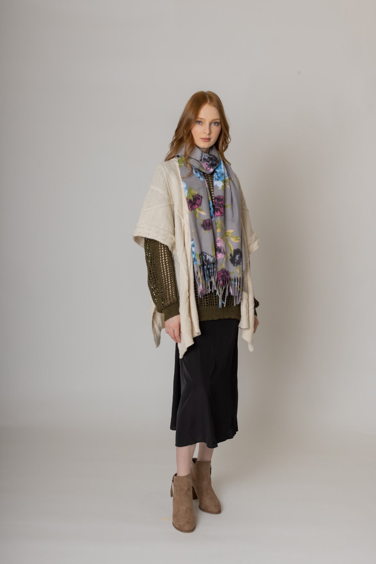 Floral Scarf With Fringe - Charming Charlie