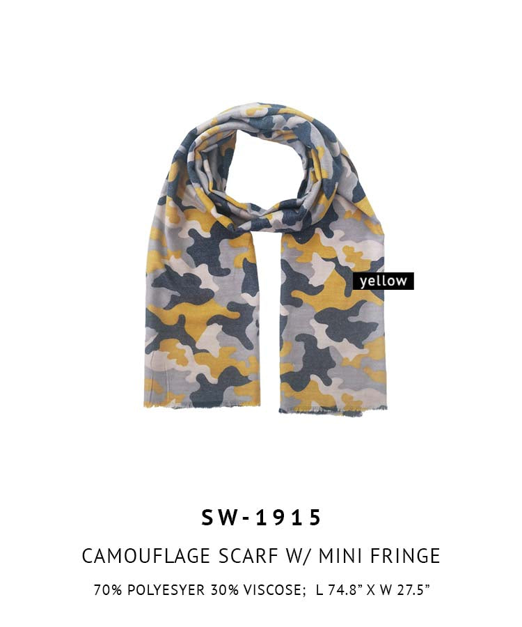 Camouflage Scarf With Mini Fringe - Charming Charlie