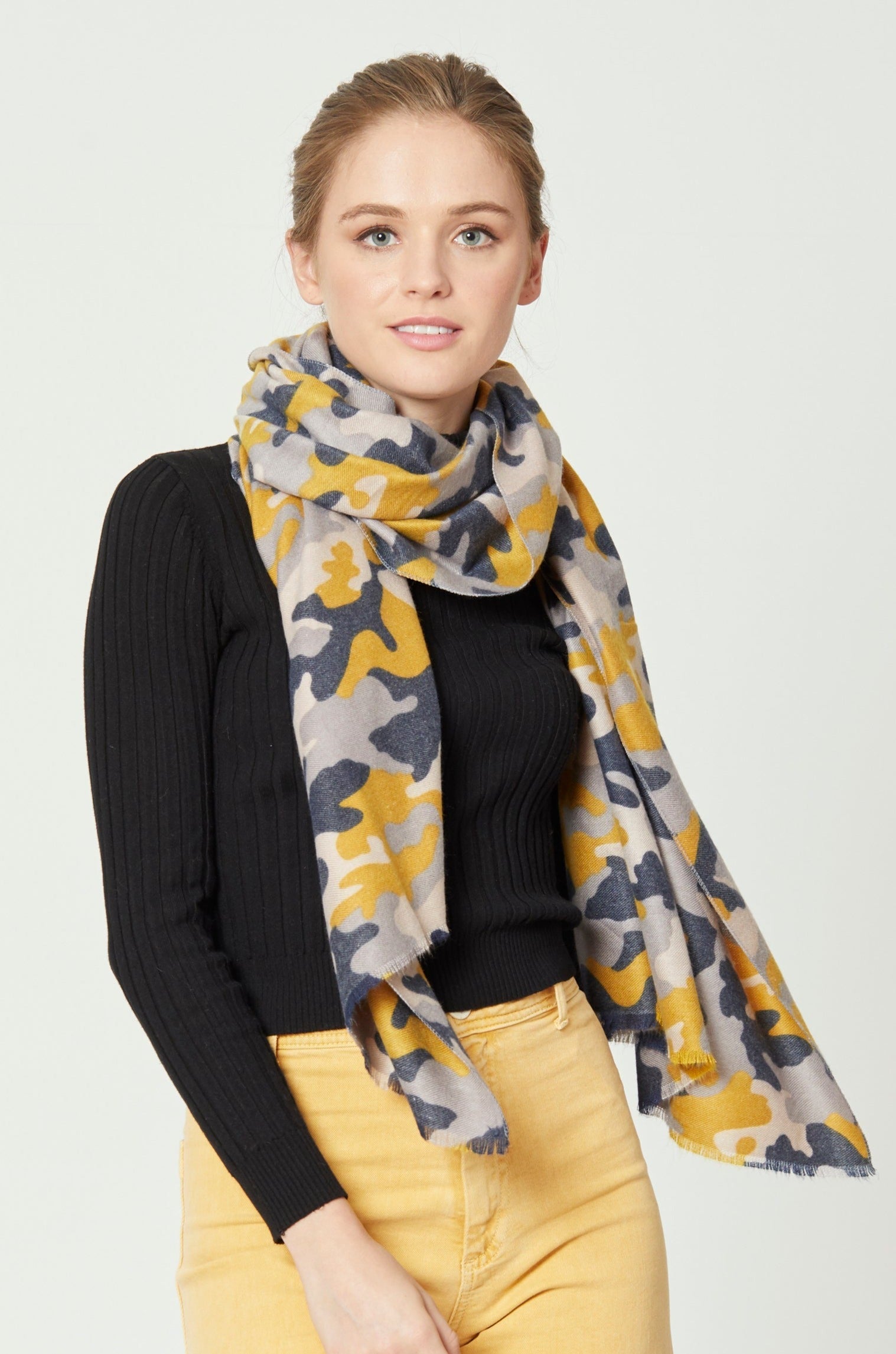 Camouflage Scarf With Mini Fringe - Charming Charlie