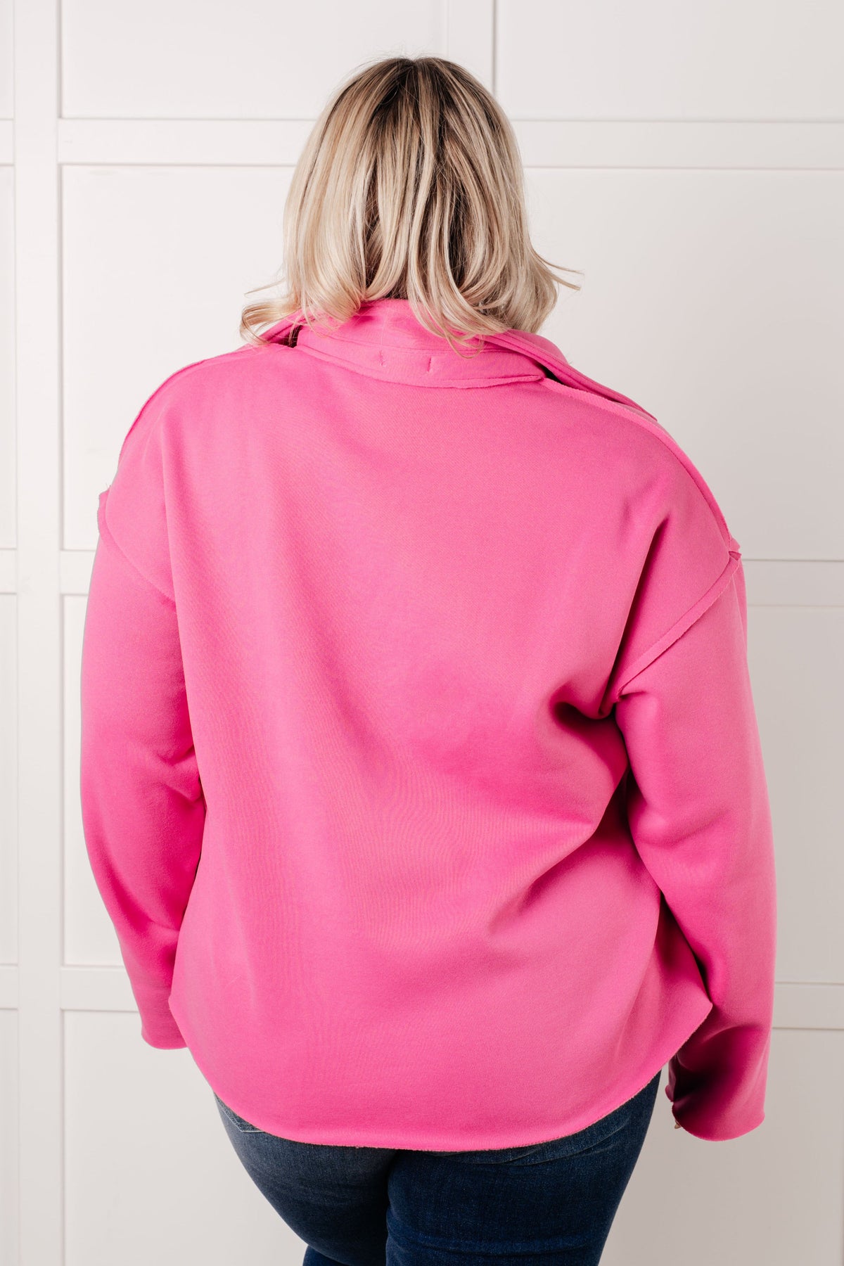 Same Ol' Situation Collared Pullover in Hot Pink - Charming Charlie