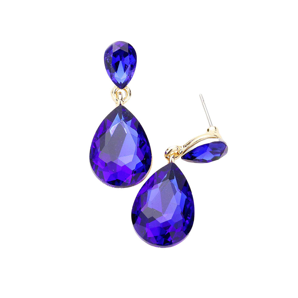 Sapphire Glass Crystal Teardrop Dangle Earrings, these teardrop earrings put on a pop of color to complete your ensemble & make you stand out with any special outfit. The beautifully crafted design adds a gorgeous glow to any outfit on special occasions. Crystal Teardrop sparkling Stones give these stunning earrings an elegant look. Perfectly lightweight, easy to wear & carry throughout the whole day.