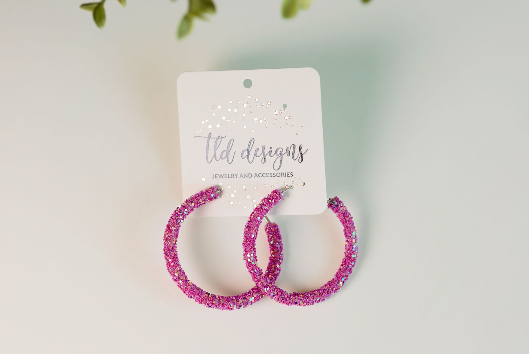 Pink Glitter Hoops - Charming Charlie