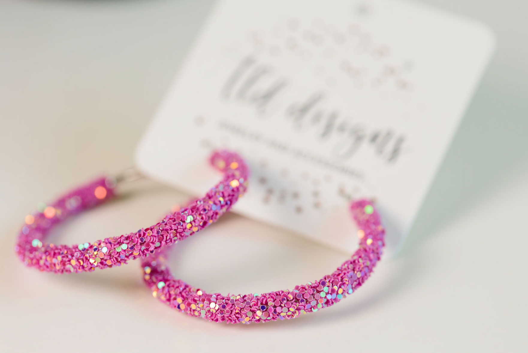 Pink Glitter Hoops - Charming Charlie