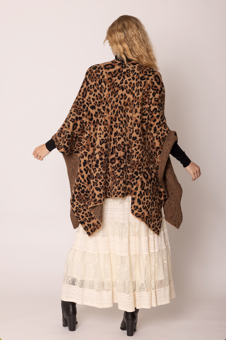 Leopard Knit Ruana with Shoulder Strap - Charming Charlie