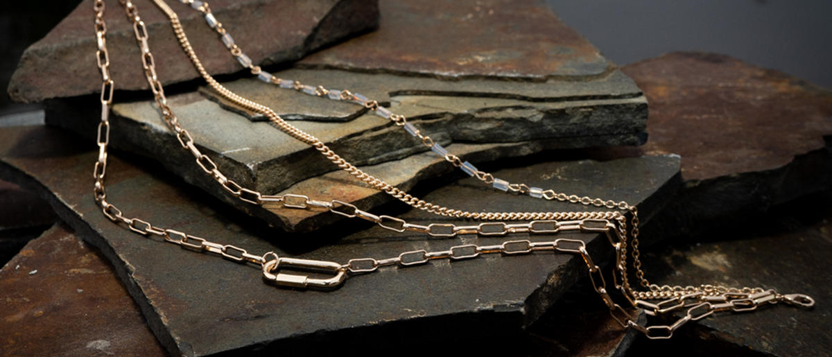 Four Row Multi Chain Necklace With faceted bead - Charming Charlie