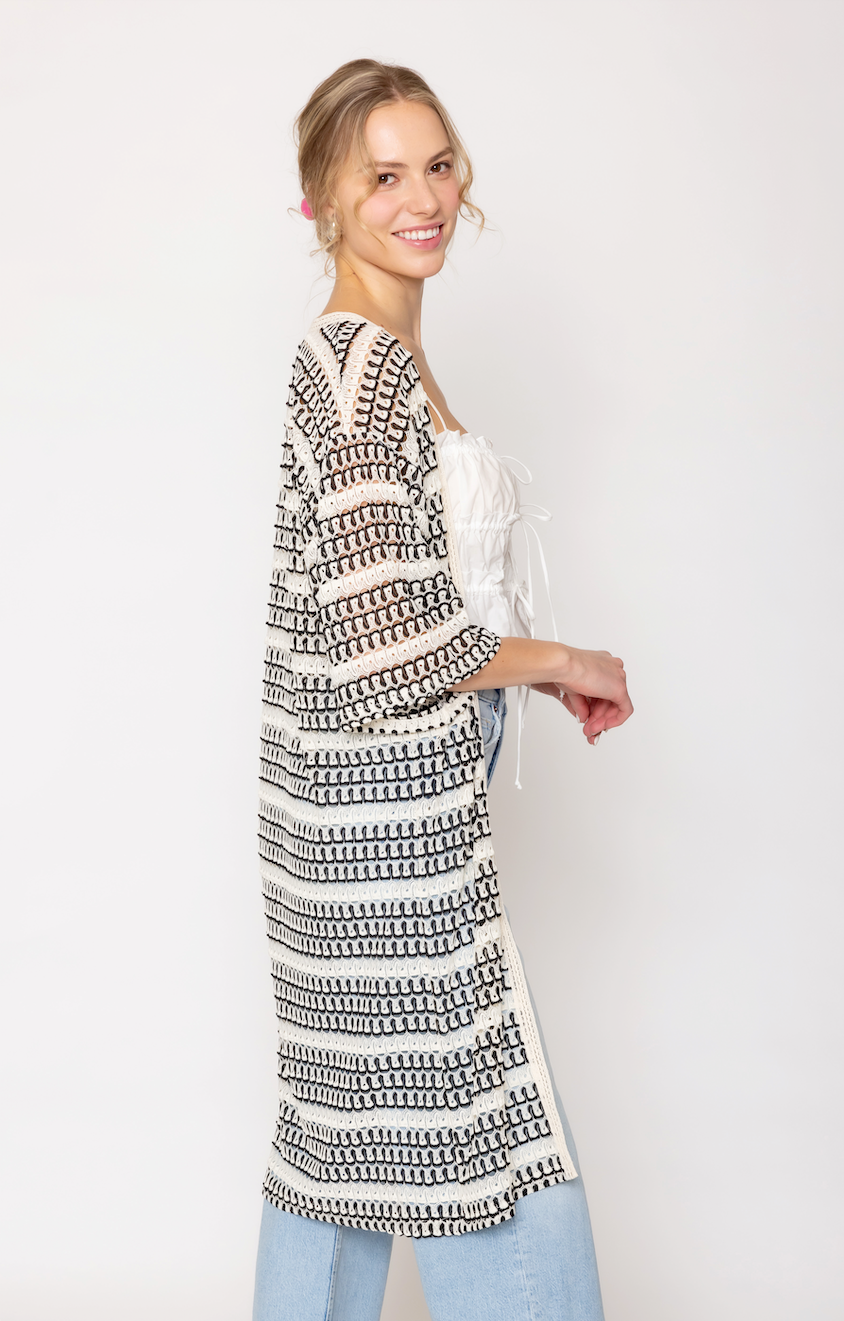 Stripe Crochet Cardigan - Charming Charlie