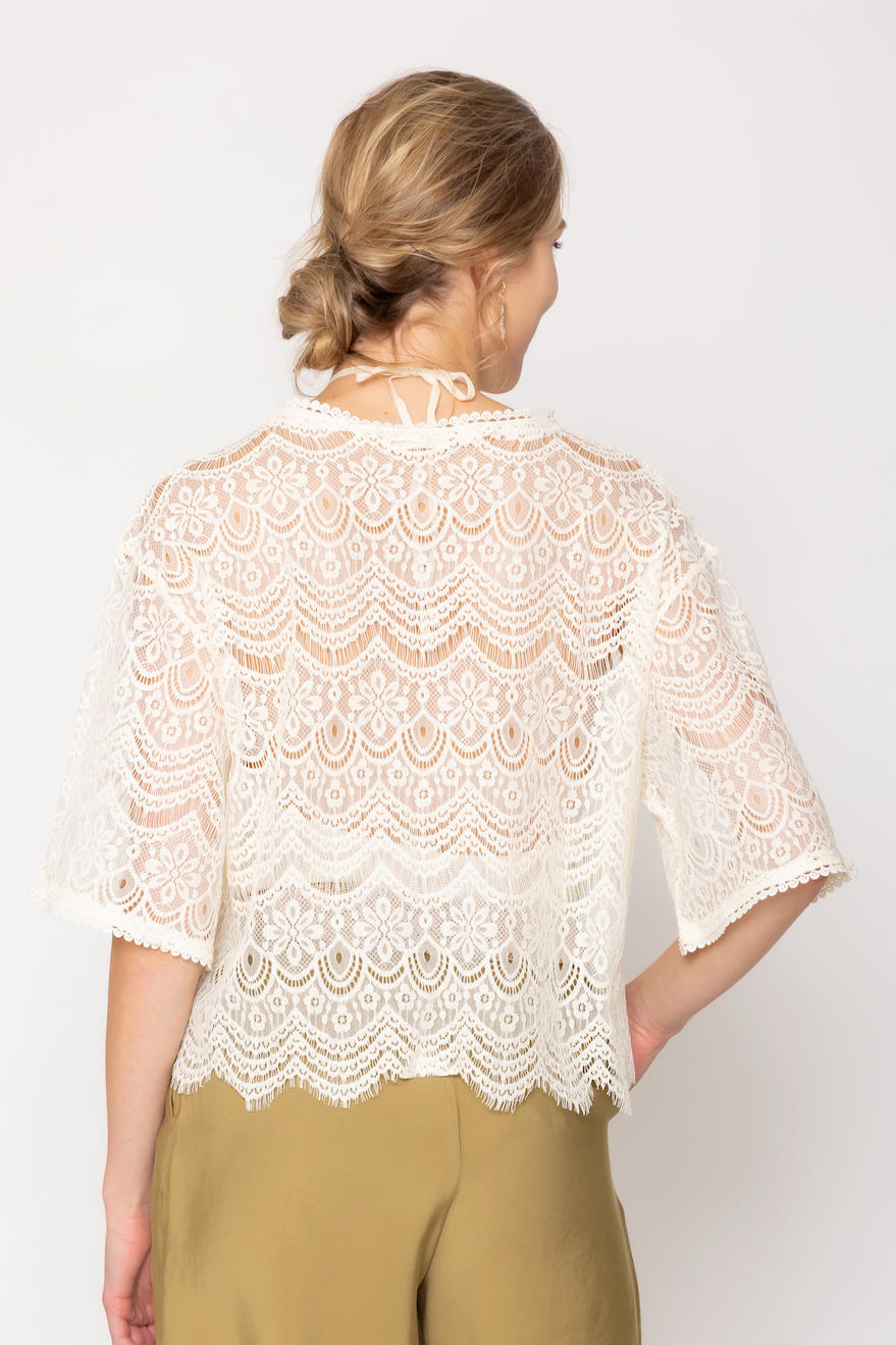 Lace Tie Front Short Cardigan - Charming Charlie