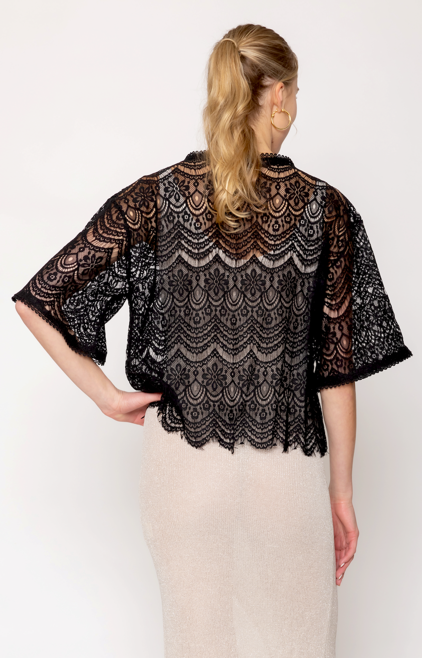 Lace Tie Front Short Cardigan - Charming Charlie