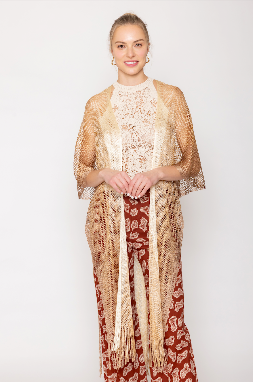Two Tone Lurex Kimono - Charming Charlie