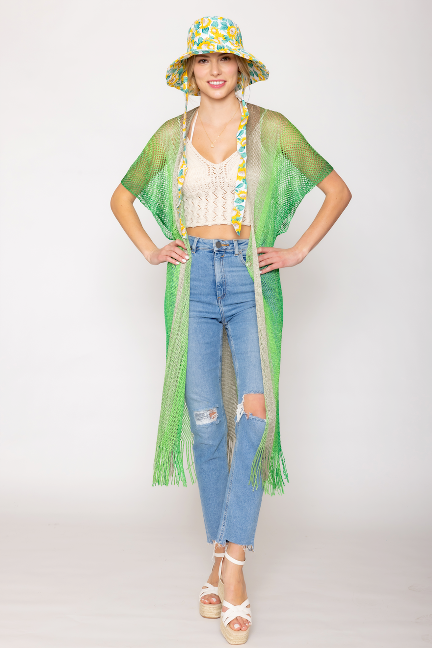 Two Tone Lurex Kimono - Charming Charlie