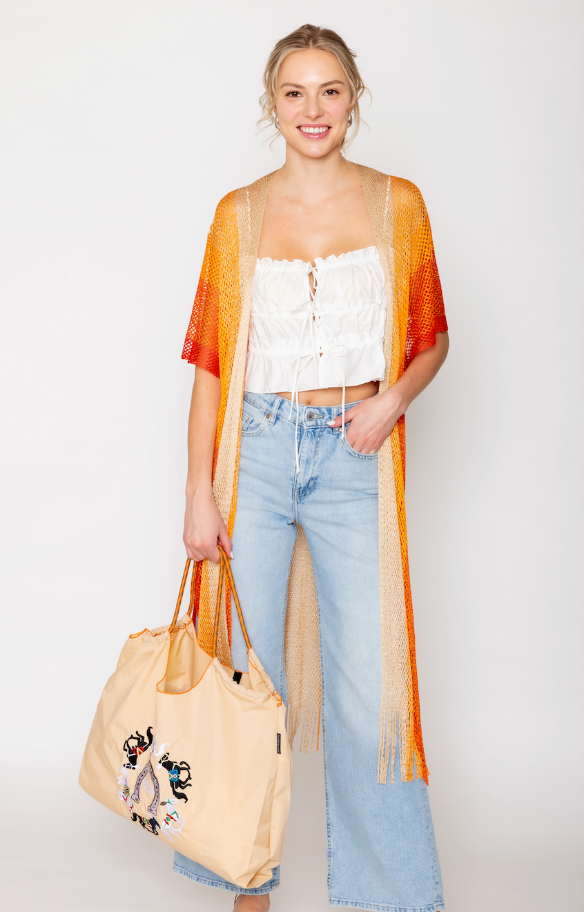 Two Tone Lurex Kimono - Charming Charlie
