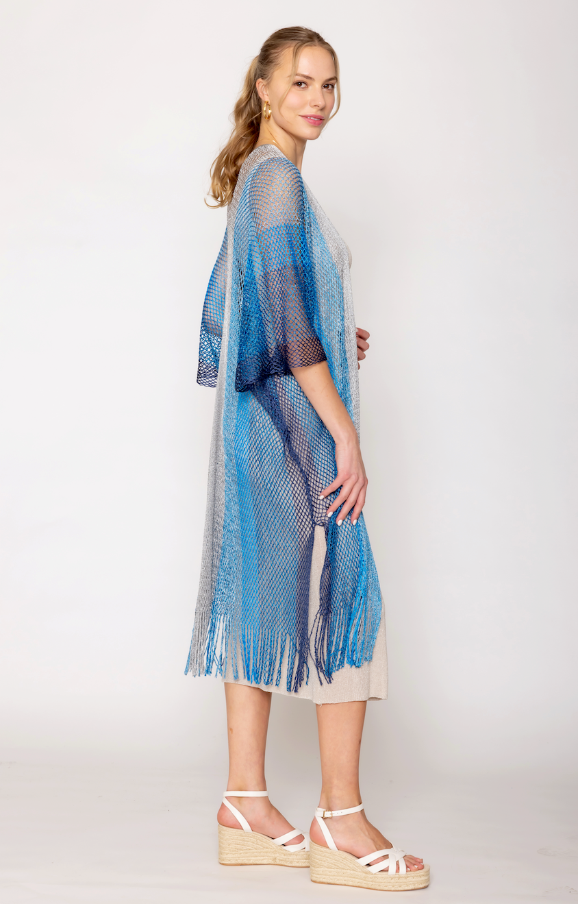 Two Tone Lurex Kimono - Charming Charlie