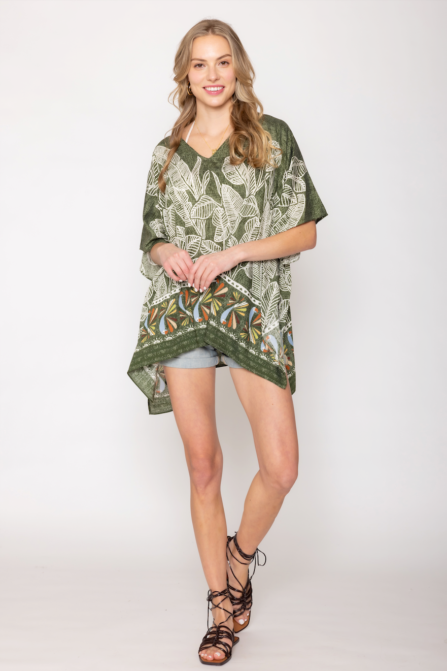 Leaf Print Poncho - Charming Charlie