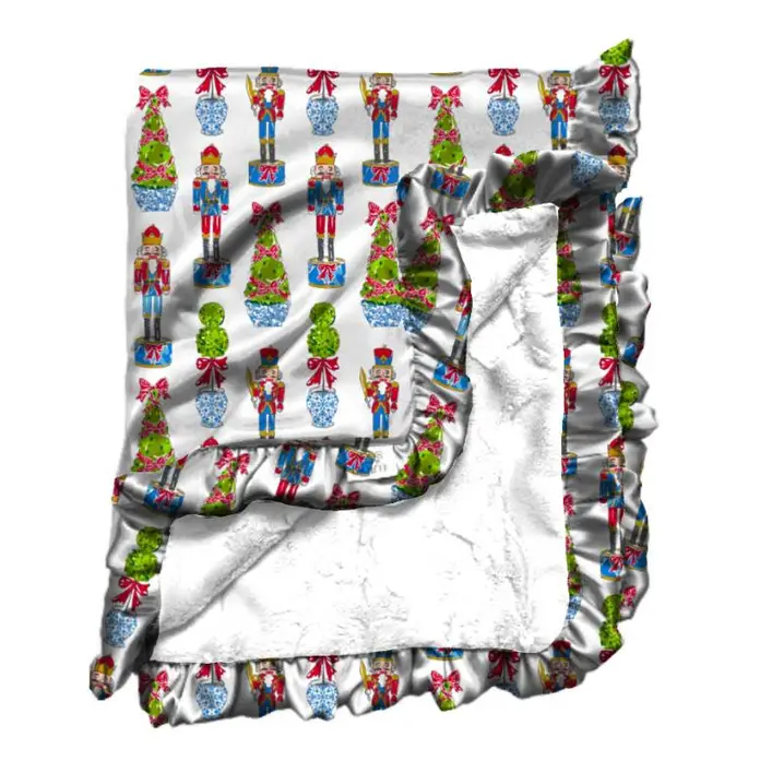 Festive Nutcracker Satin Ruffle Blanket - Charming Charlie