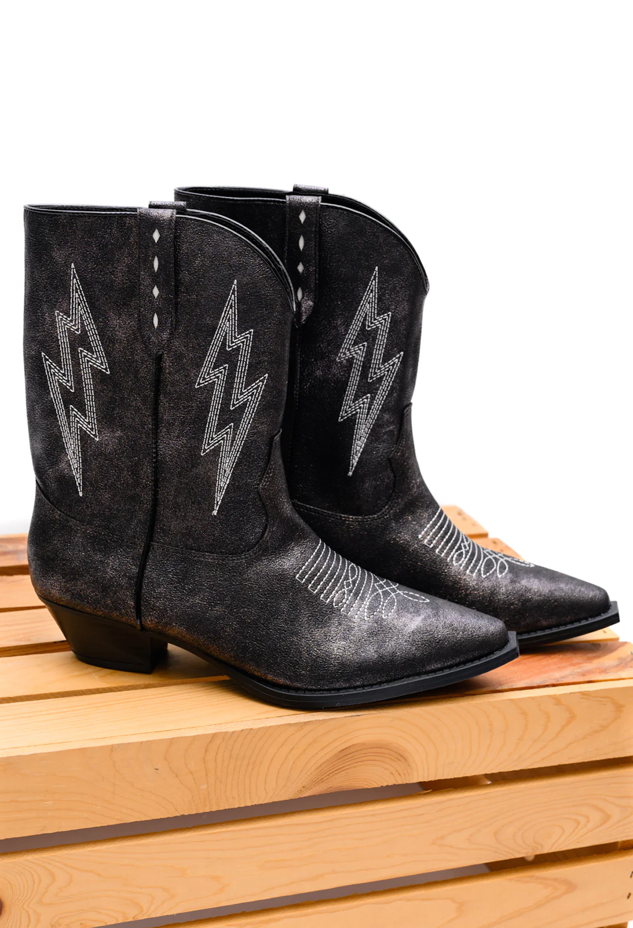 Bowie Metallic Boot in Black - Charming Charlie