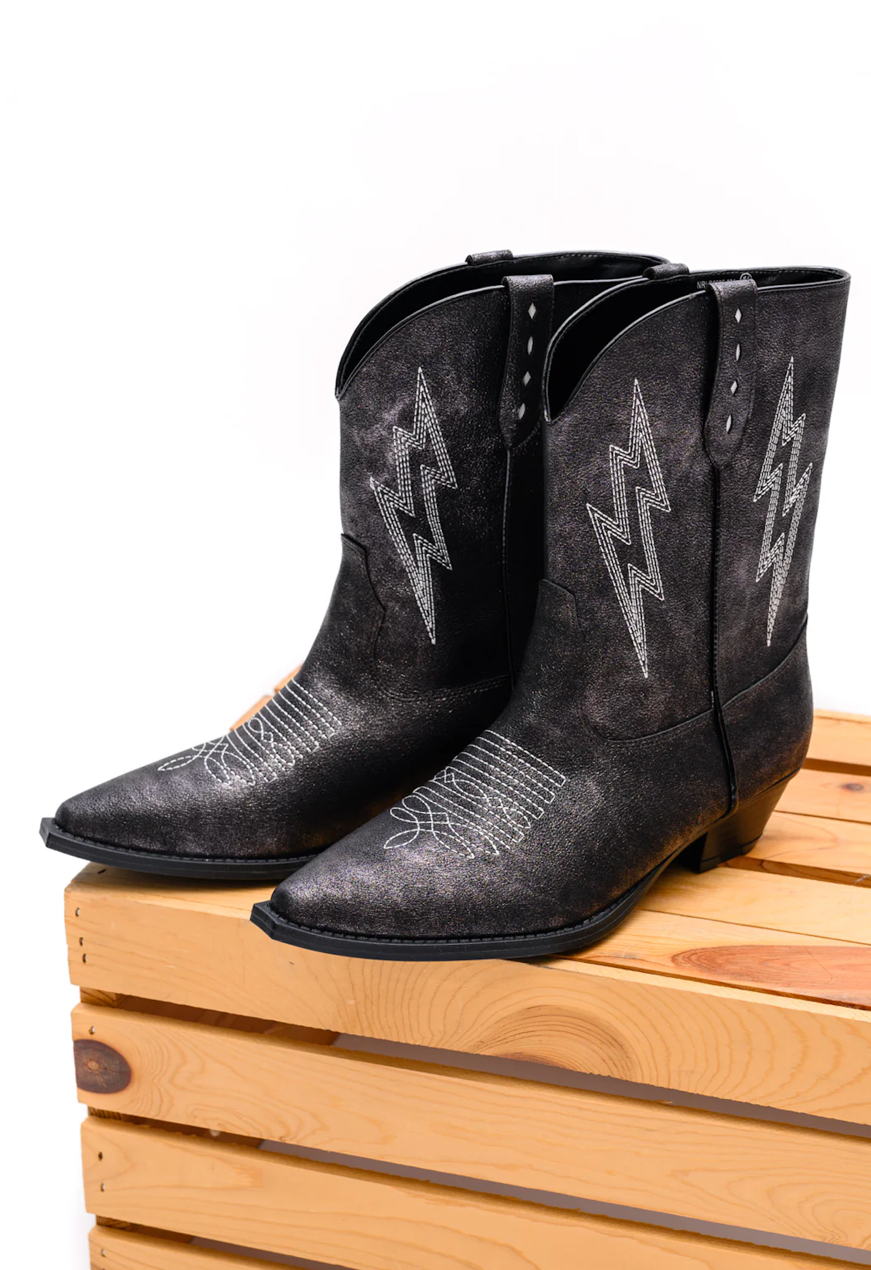 Bowie Metallic Boot in Black - Charming Charlie