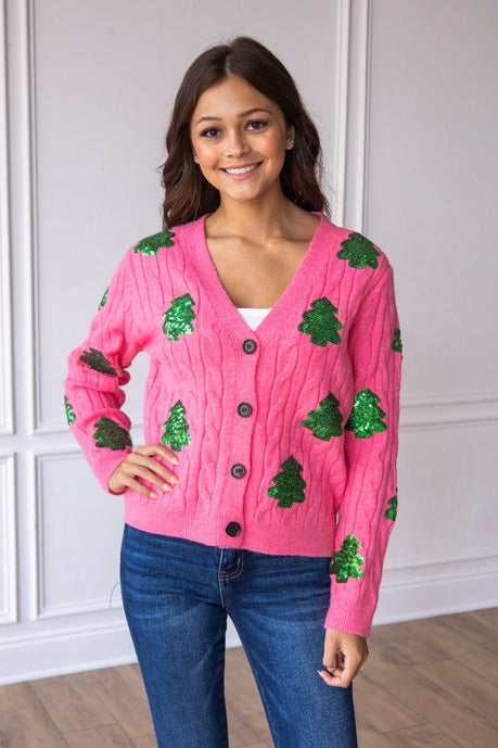 Sequin Trees Cardigan - Charming Charlie