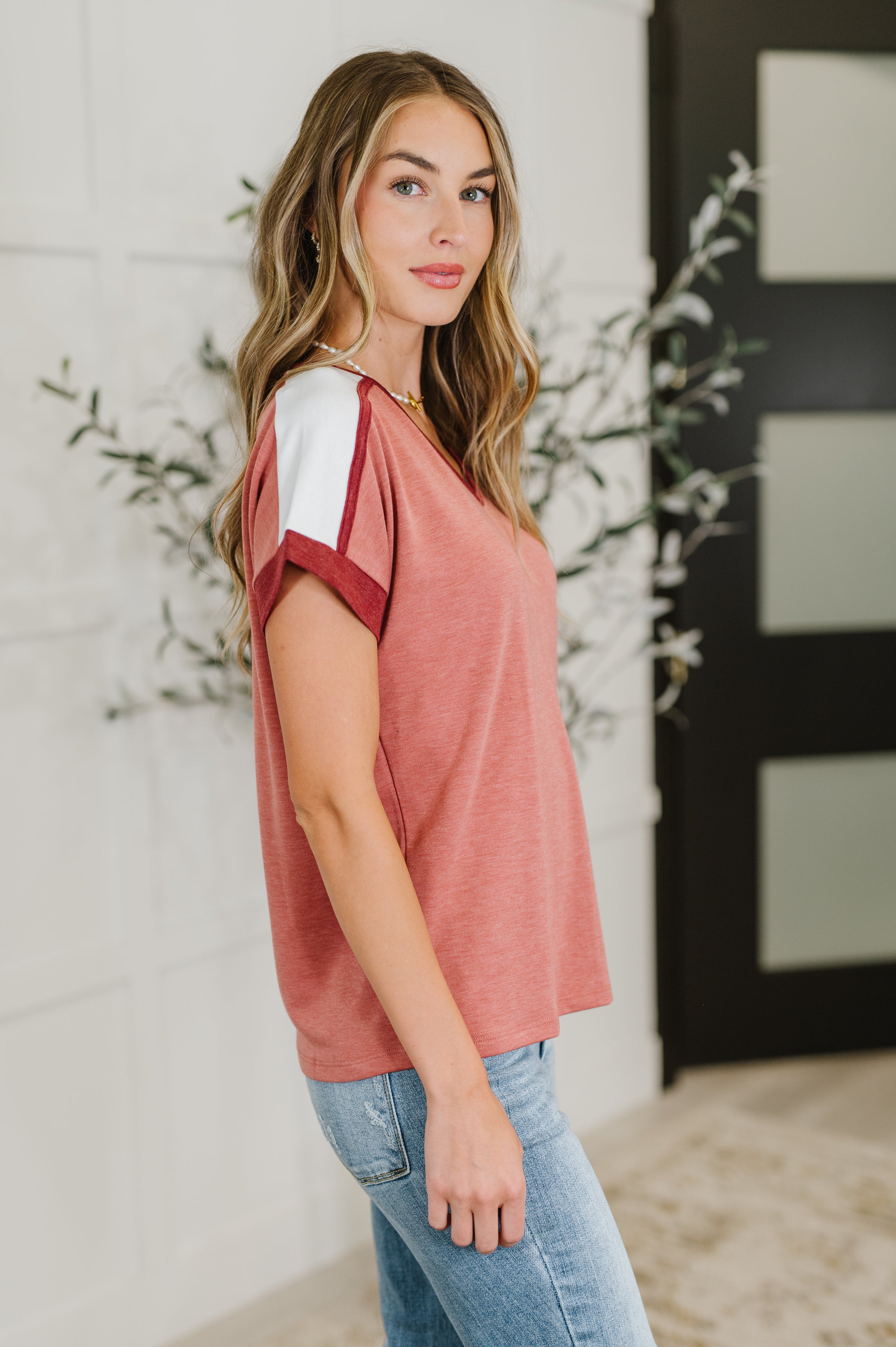 Sew Into You V-Neck Top in Light Rust - Charming Charlie