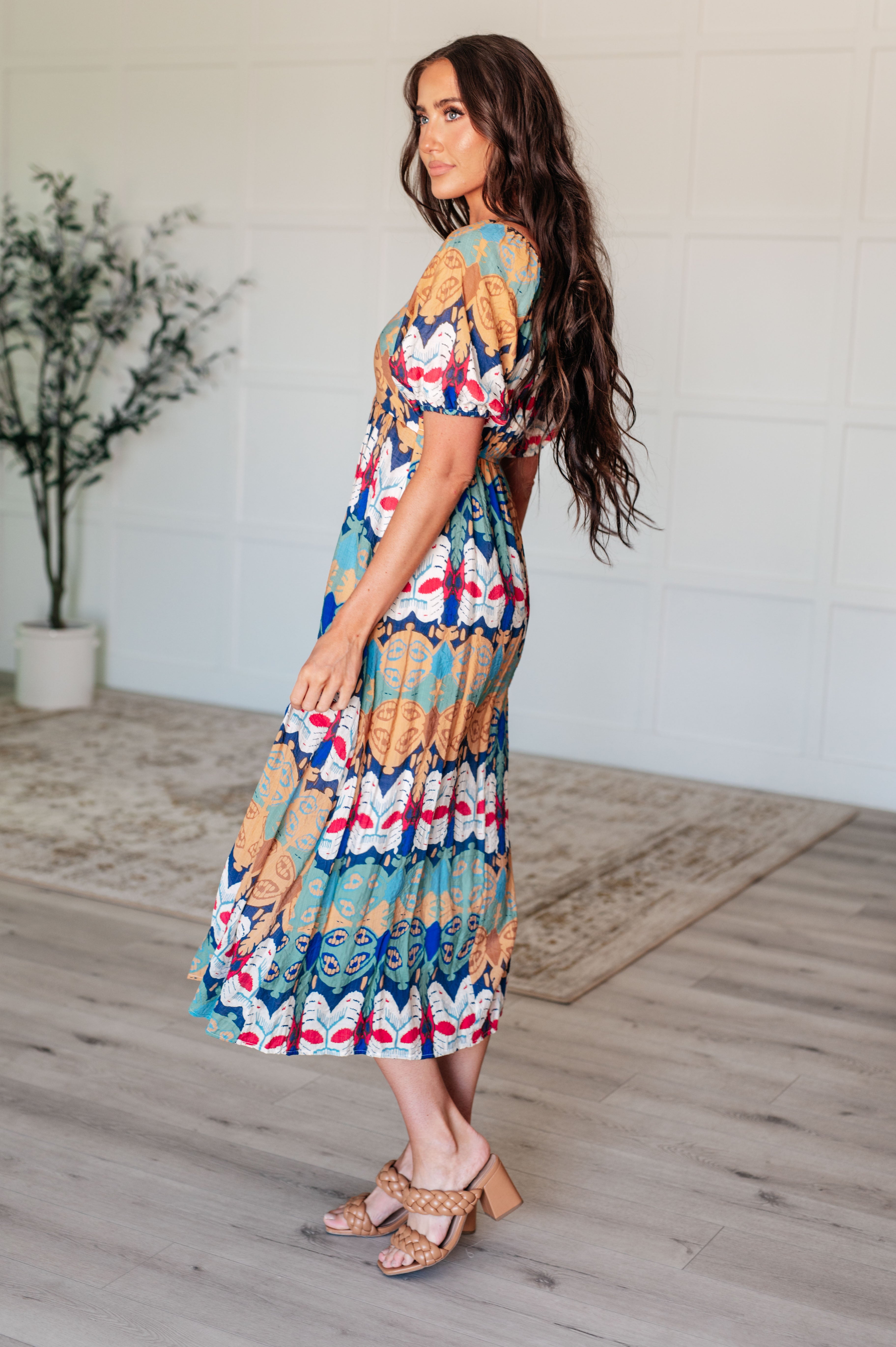Shaping Reality V-Neck Balloon Sleeve Dress - Charming Charlie