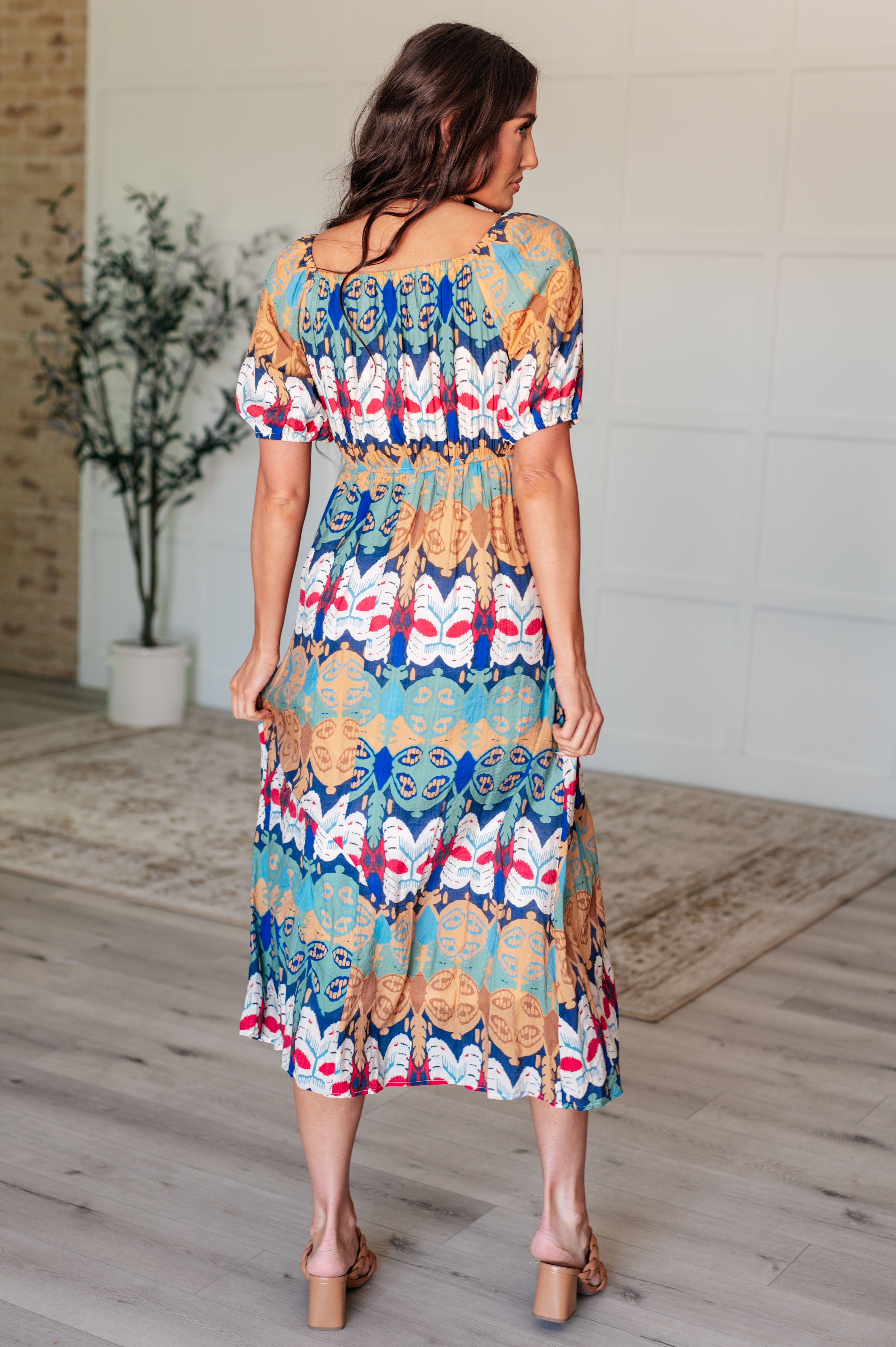 Shaping Reality V-Neck Balloon Sleeve Dress - Charming Charlie