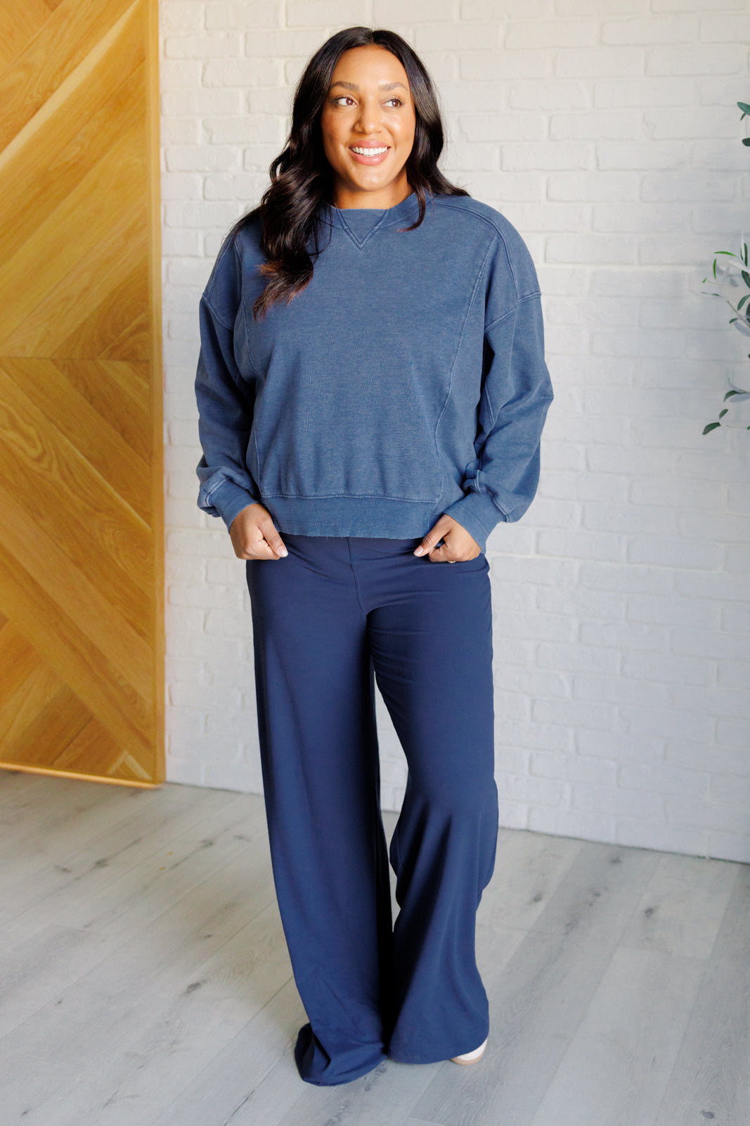 Shavasana Everyday Wide Leg Jumpsuit in Navy - Charming Charlie