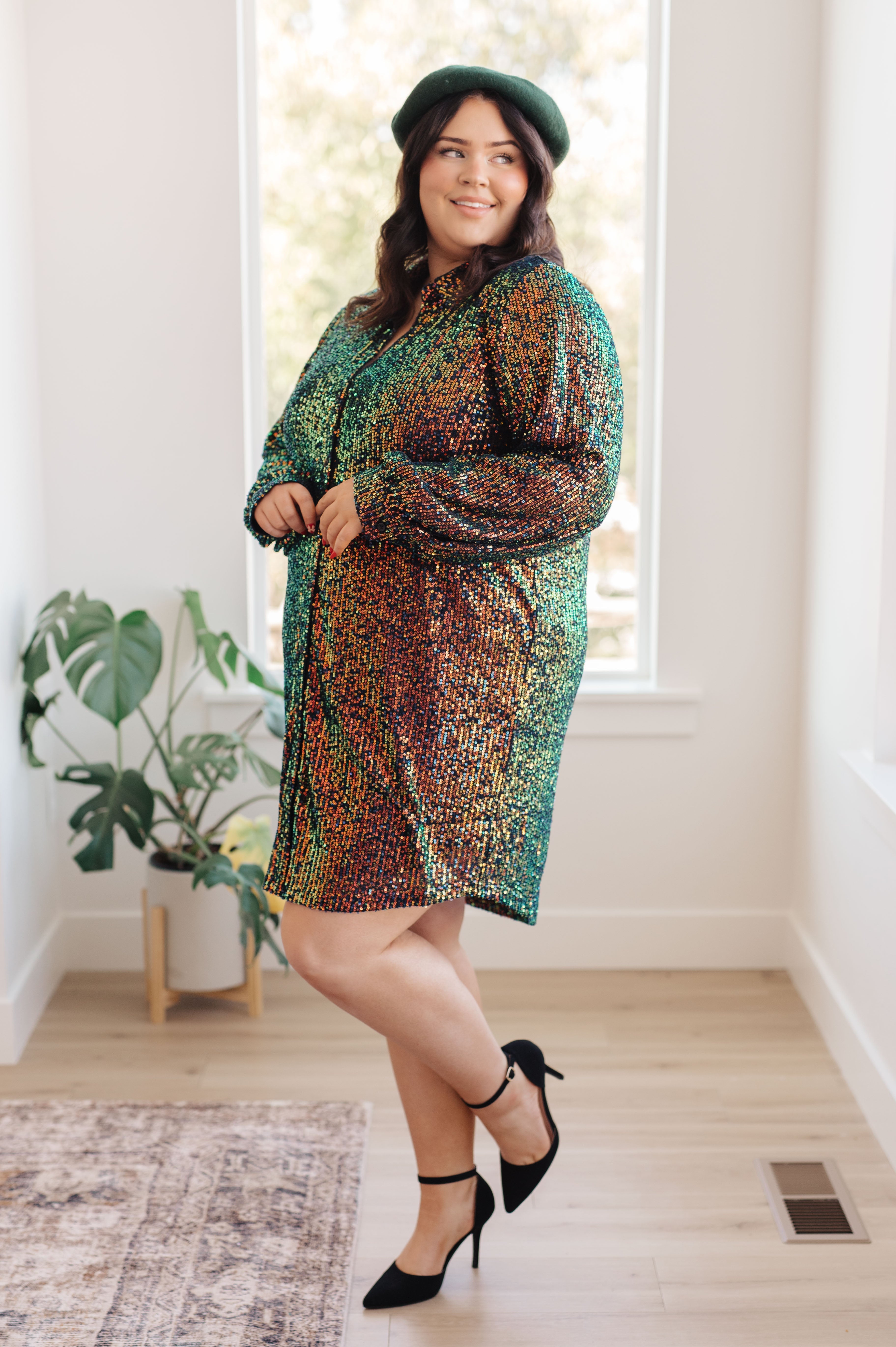 Shimmering Splendor Sequin Shirt Dress - Charming Charlie