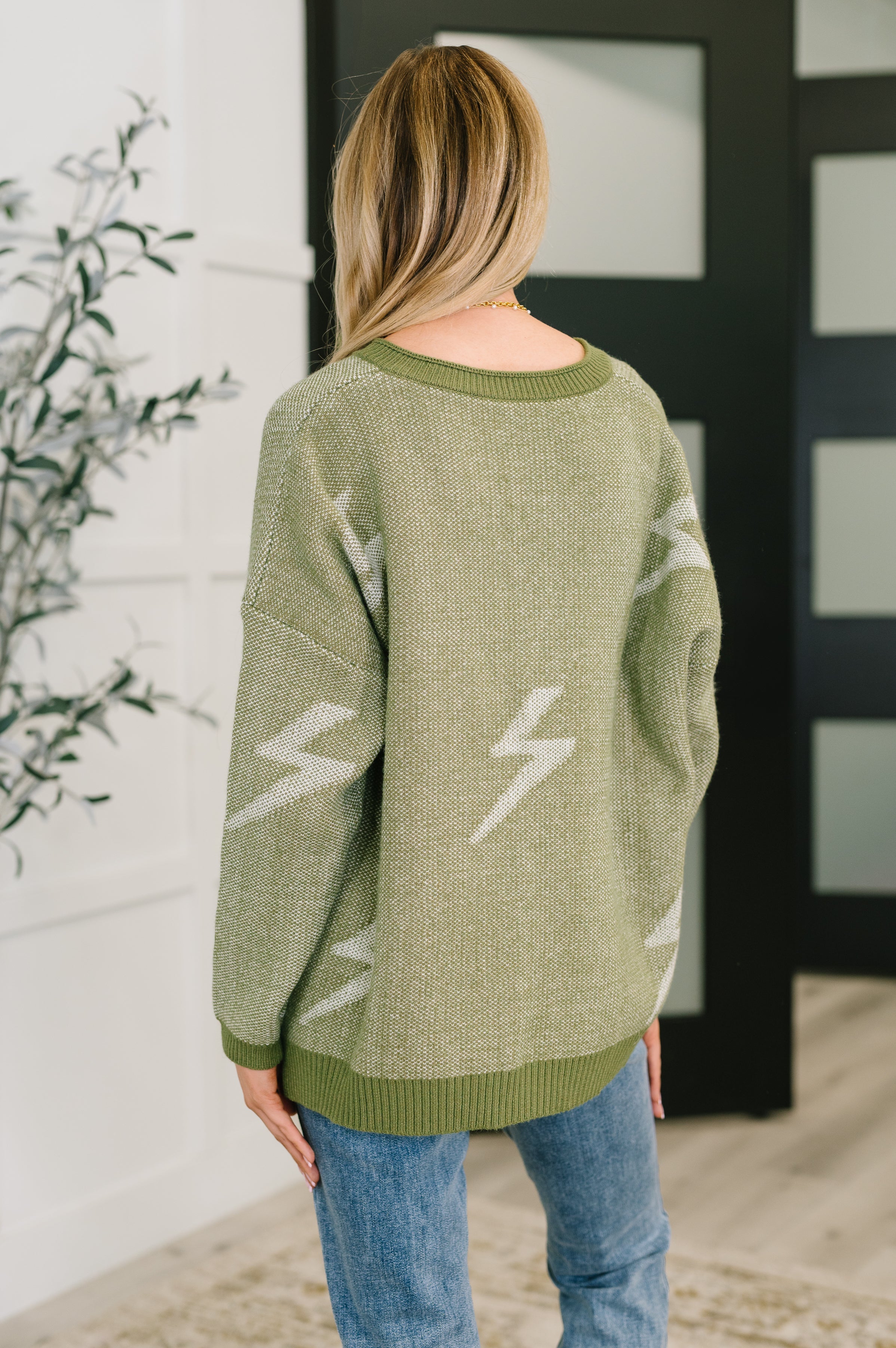 Shock Value V-Neck Sweater in Olive - Charming Charlie