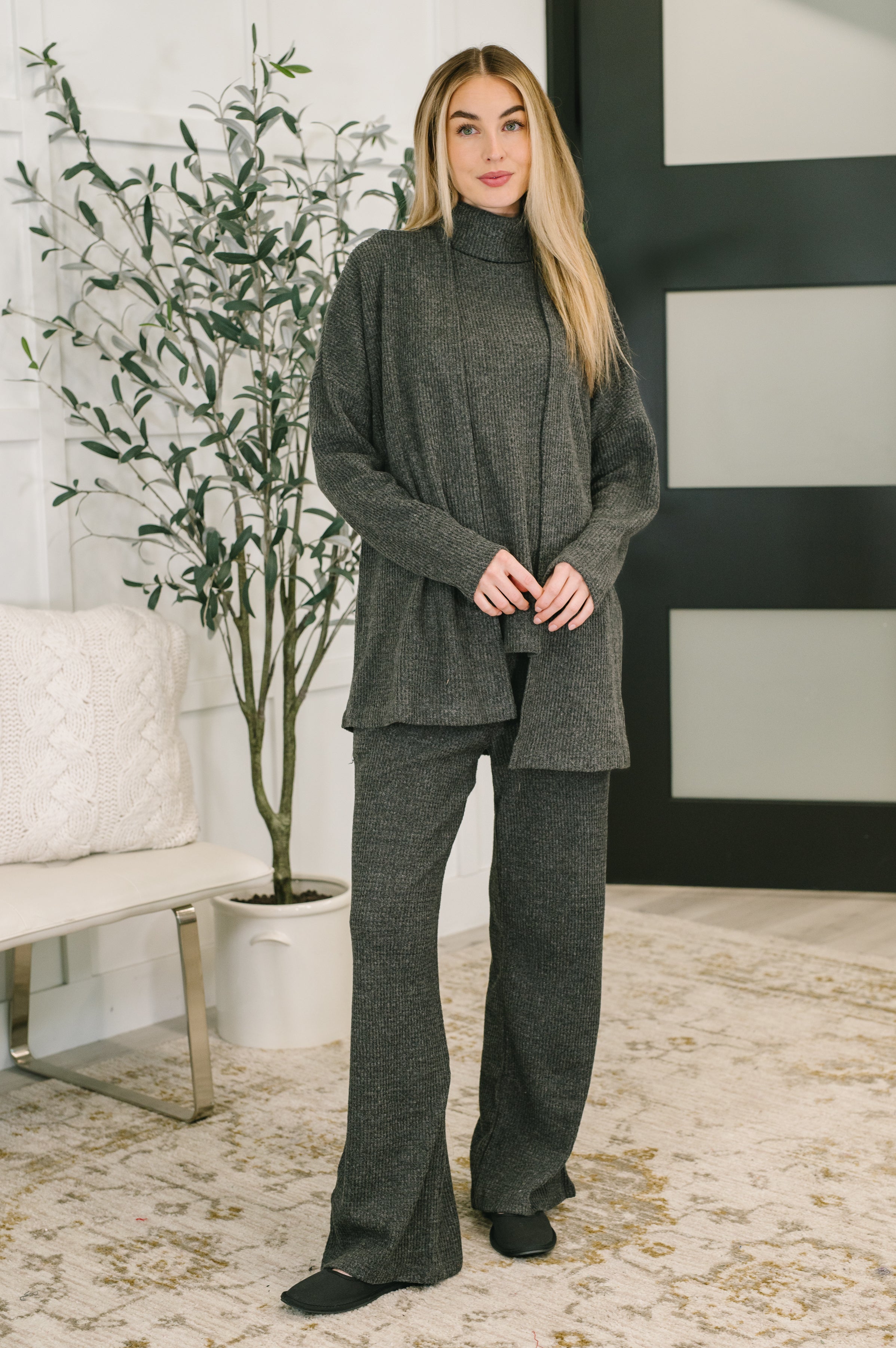 Signature Open Front Cardigan Set in Black - Charming Charlie