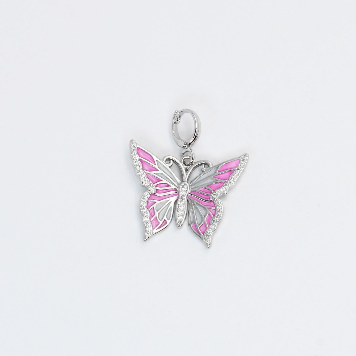 Silver Pink Butterfly Charm CH-51 - Charming Charlie