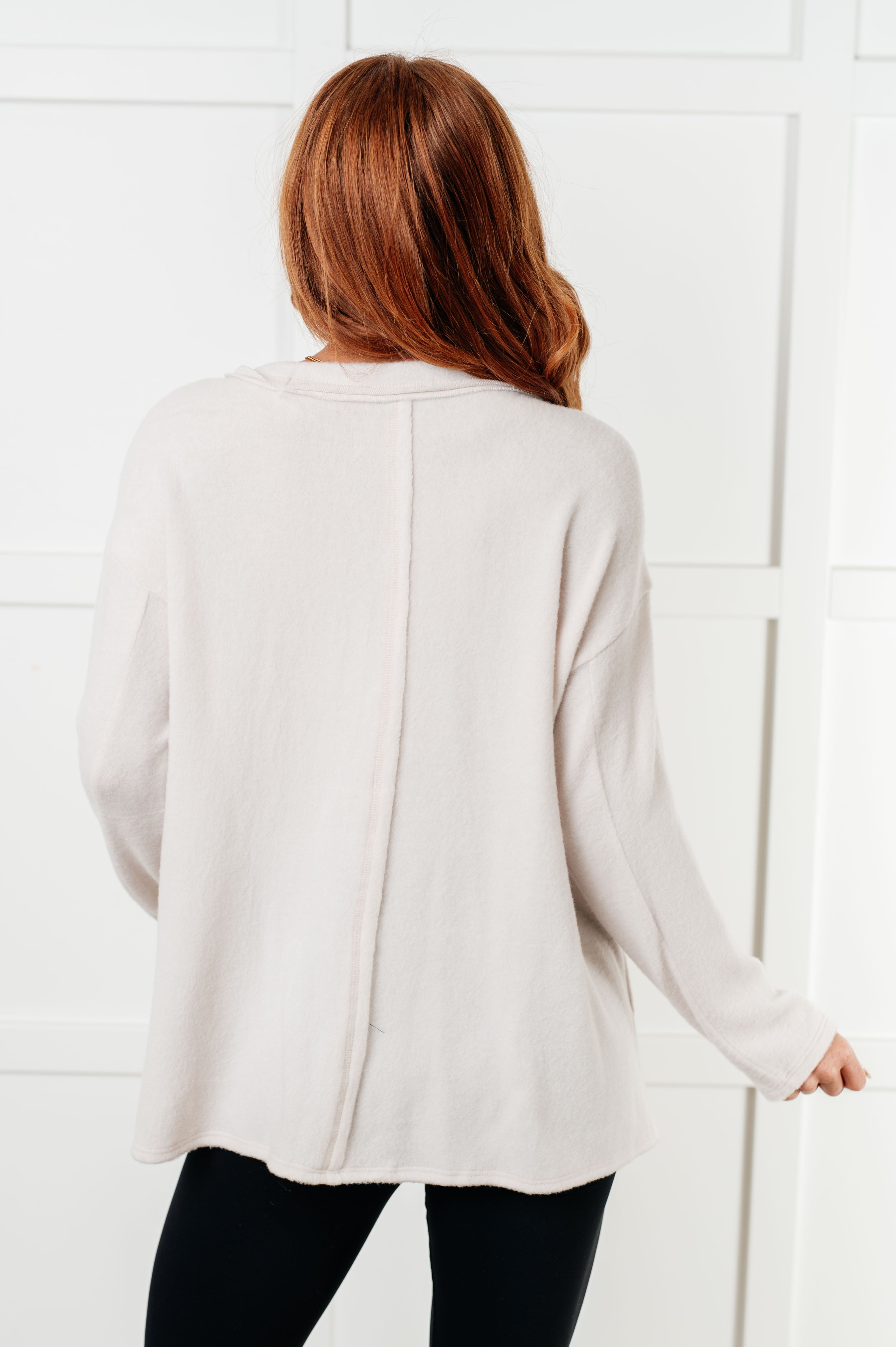 Simple Silhouette Brushed Hacci Sweater in Sand Beige - Charming Charlie
