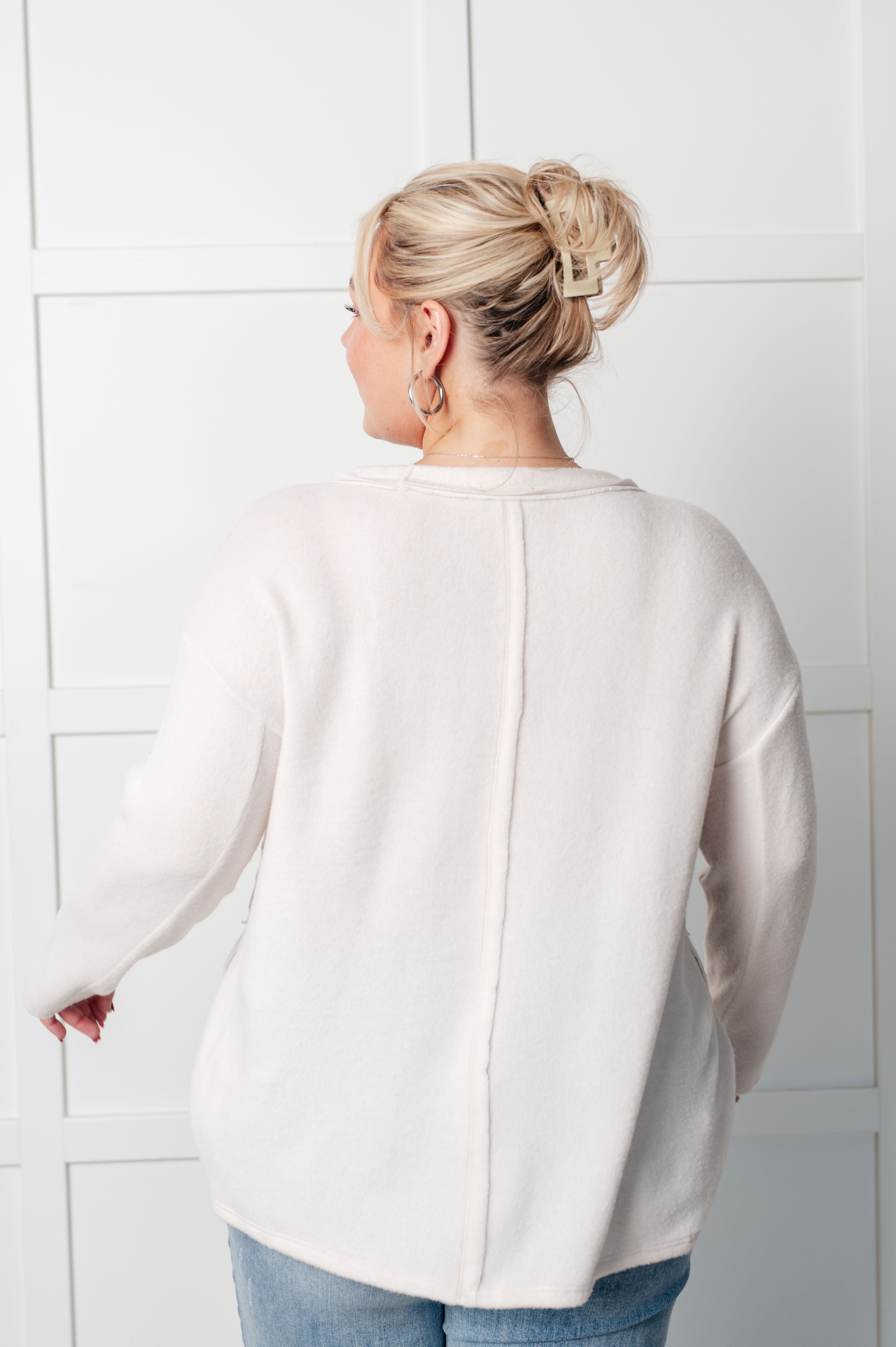 Simple Silhouette Brushed Hacci Sweater in Sand Beige - Charming Charlie