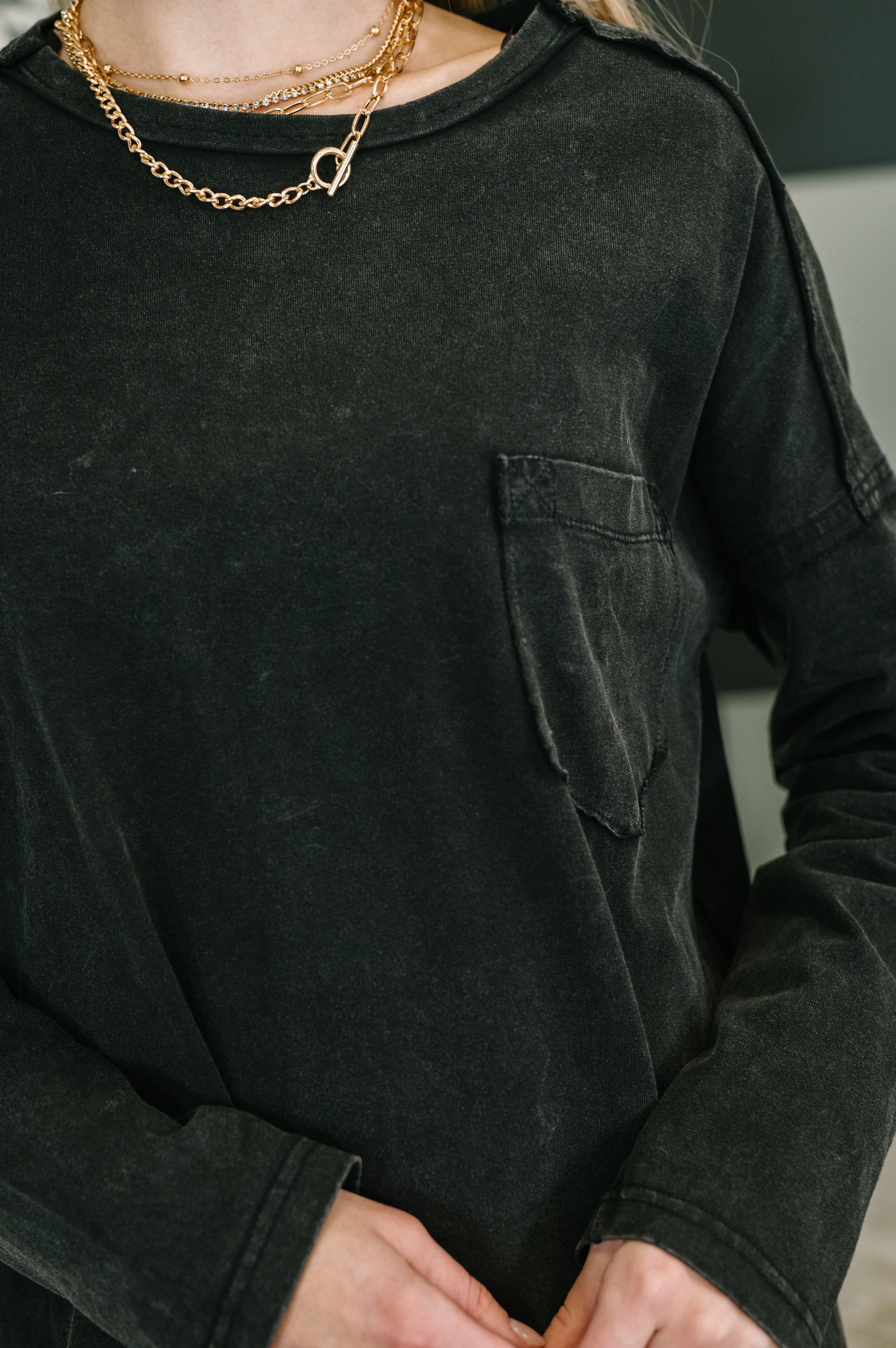 Simple as That Drop Shoulder Exposed Seam Top - Charming Charlie