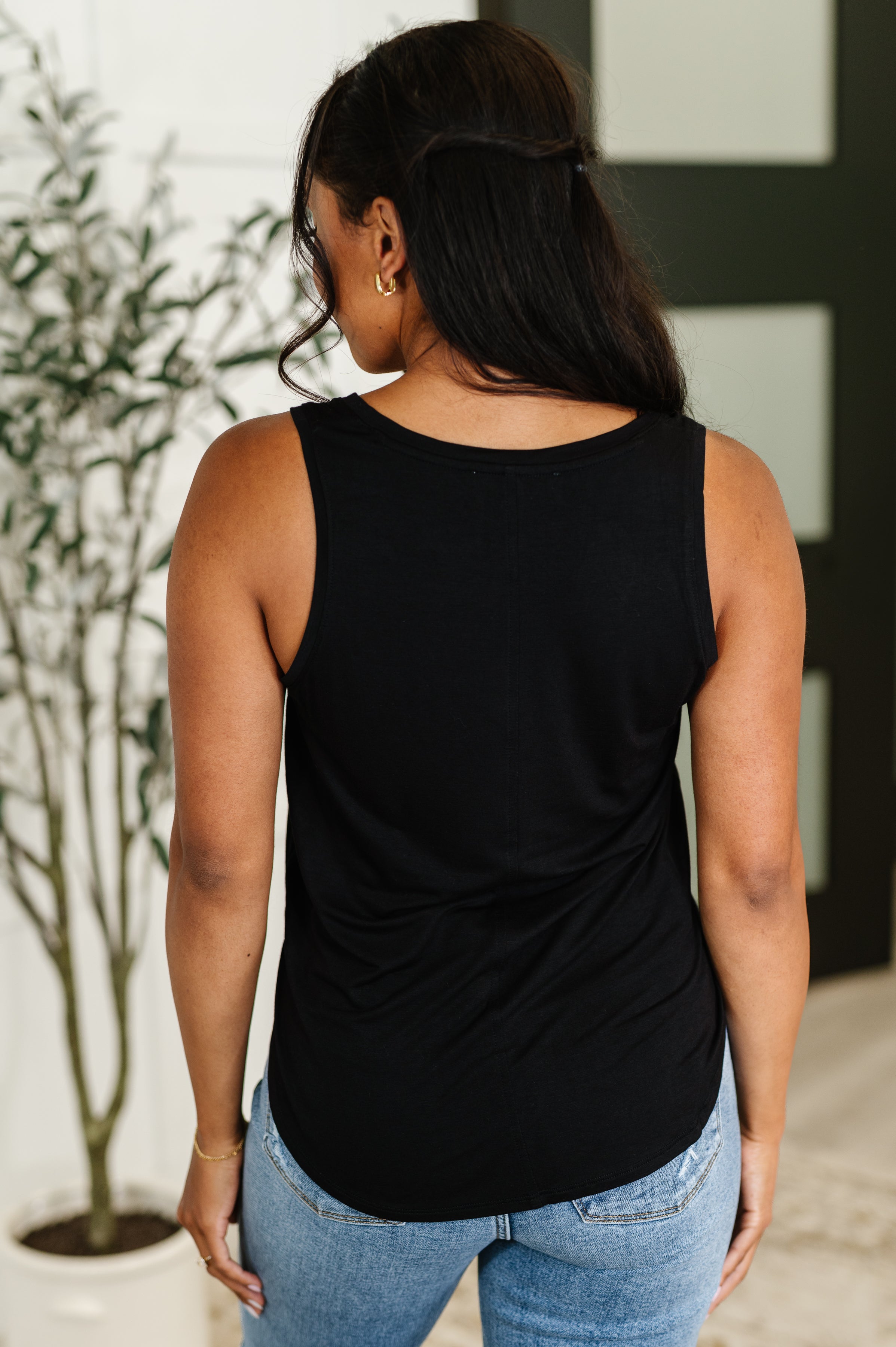 Simpler Times Basic V-Neck Tank in Black - Charming Charlie