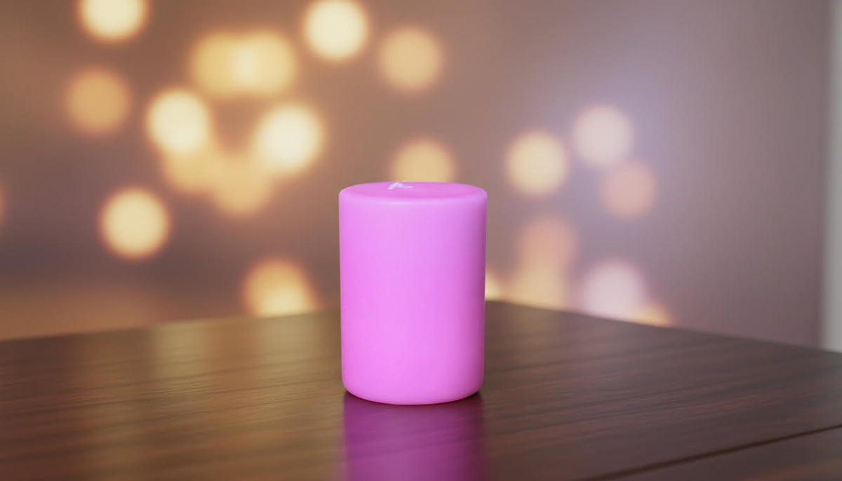 Pink Pillar Candle. Pack of 4 - Charming Charlie