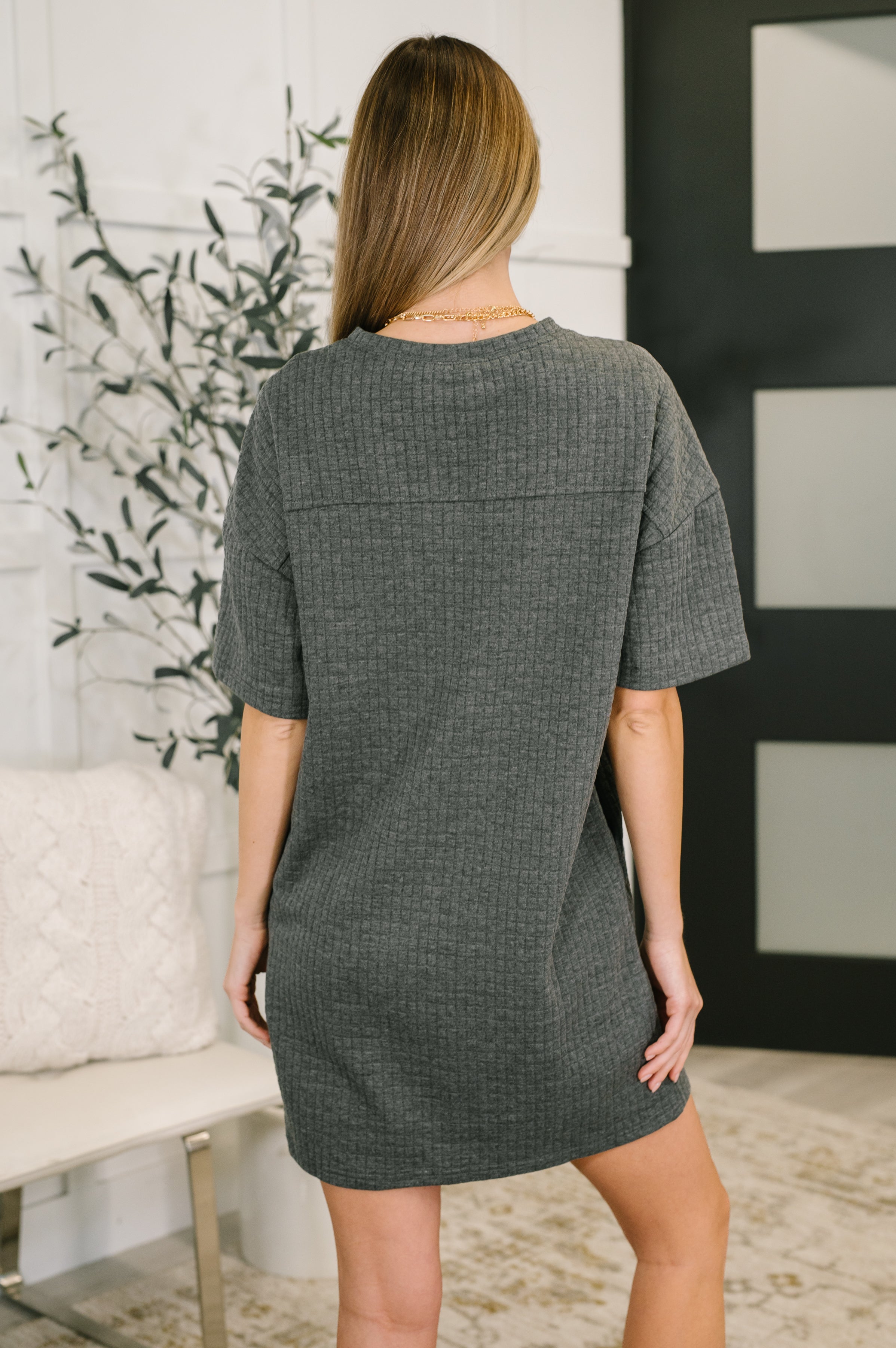 So Thoughtful That Way Textured T-Shirt Dress - Charming Charlie