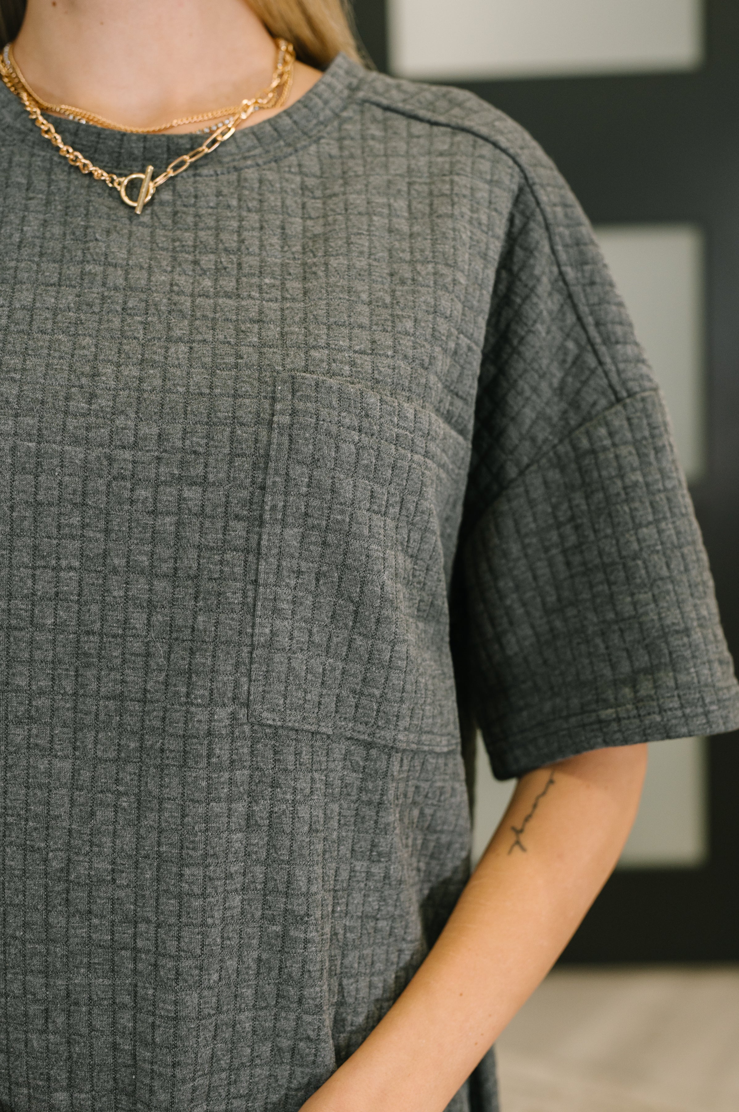 So Thoughtful That Way Textured T-Shirt Dress - Charming Charlie